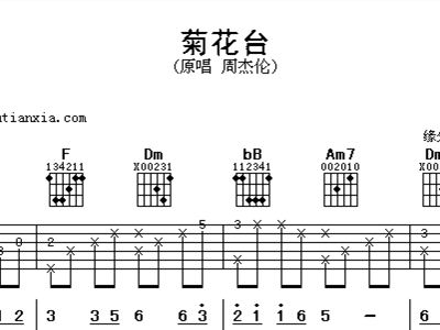 菊花台+周杰伦+歌谱,吉他谱