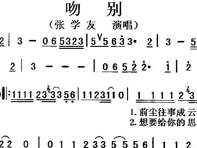 吻别+张学友+歌谱+简谱