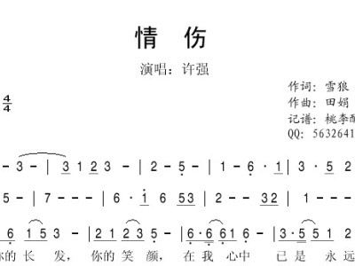 情伤简谱_情伤许强简谱(2)