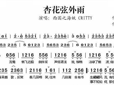杏花弦外雨古筝曲谱_杏花弦外雨