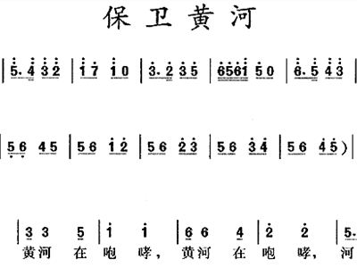 保卫黄河唱简谱_保卫黄河简谱(2)
