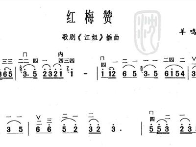 红梅赞二胡简谱_二胡独奏红梅赞曲简谱