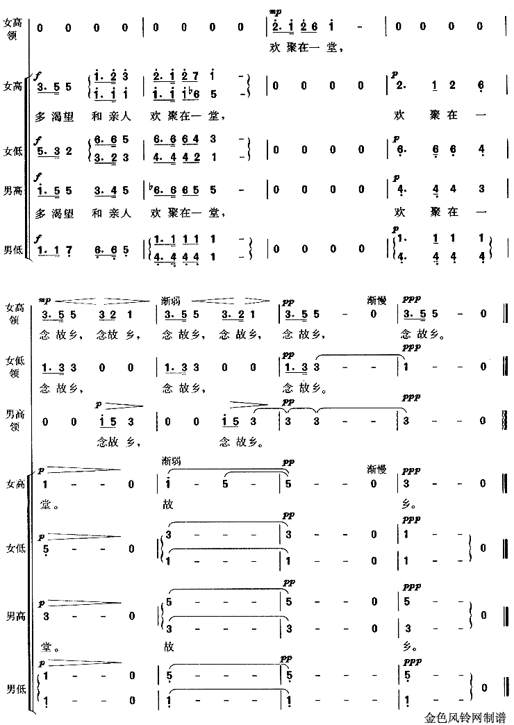 念故乡简谱_念故乡简谱德沃夏克