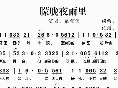 朦胧夜雨里 梁朝伟 梁朝伟 歌谱 简谱