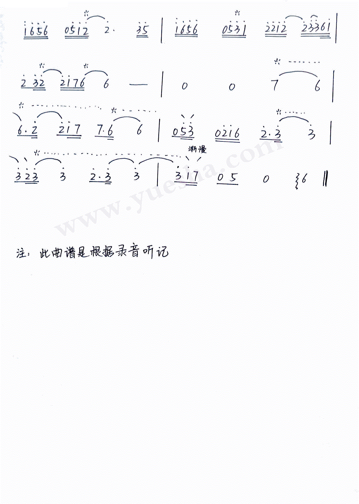 情咒 琵琶 琵琶谱 简谱
