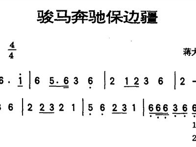 骏马奔驰保简谱_骏马奔驰保边疆简谱