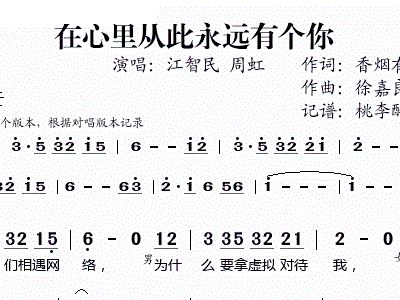 在我心里从此永远有个你简谱_在我心里有个你简谱