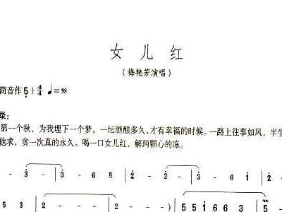 女儿红 梅艳芳 钢琴双手简谱