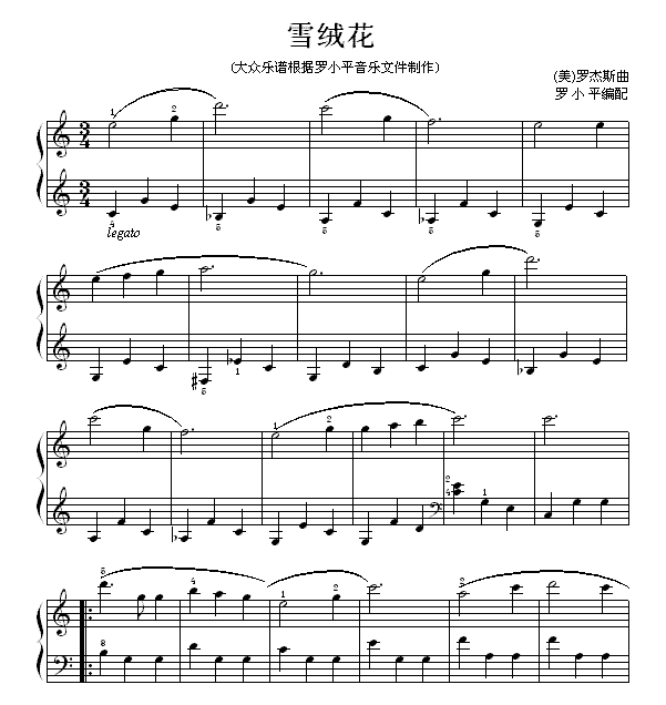 雪绒花 简易版 钢琴谱 简谱
