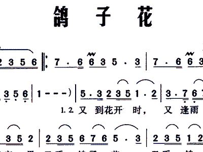 鸽子花简谱_鸽子花龚爽简谱