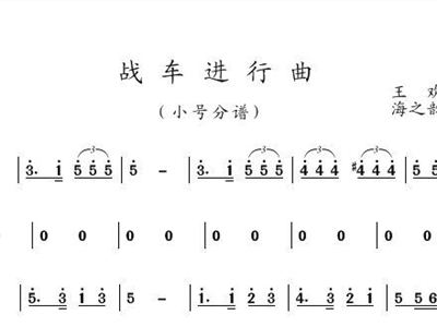 战车进行曲 小号 铜管 分谱,小号谱 简谱,五线谱