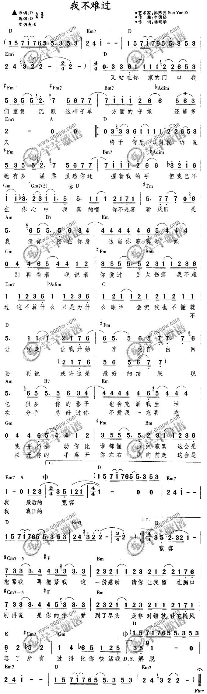 吉他谱 > 我不难过吉他简 欢迎访问简谱网!