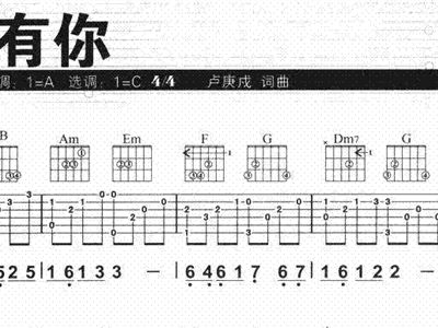 一生有你 歌谱,吉他谱 和弦谱