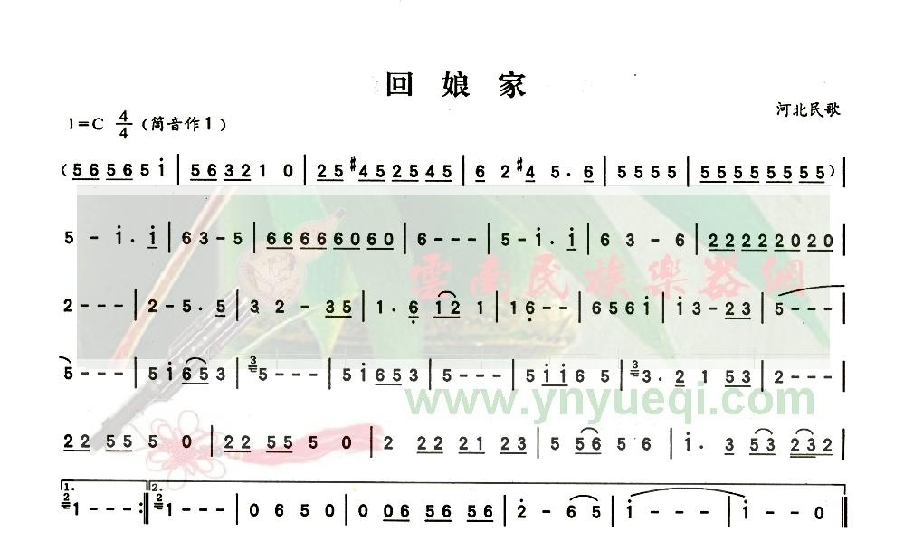 回娘家 葫芦丝谱 简谱