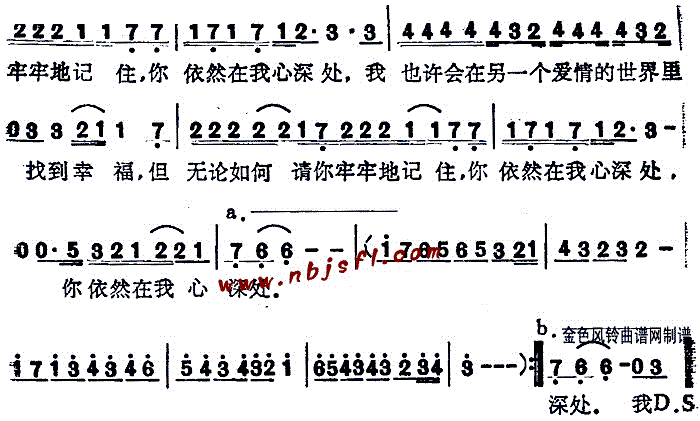 你依然在我心深处 歌谱 简谱