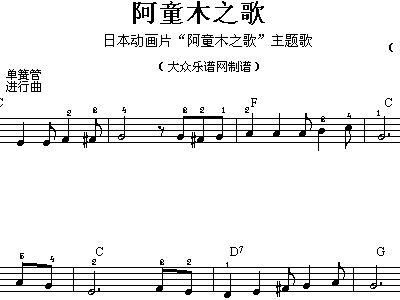 阿童木之歌简谱_阿童木之歌 老人适用