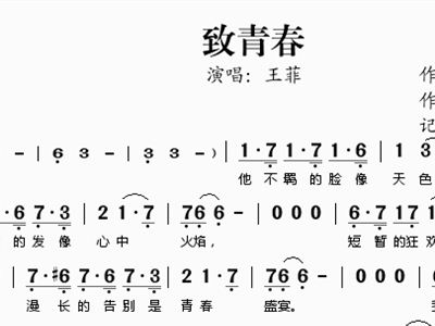 致青春简谱_致青春简谱歌谱(2)