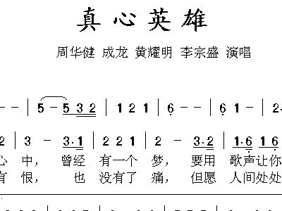 简谱真心英雄_真心英雄合唱版简谱(2)