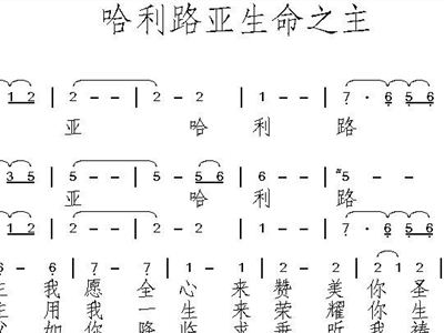哈利路亚生命之主 歌谱 简谱