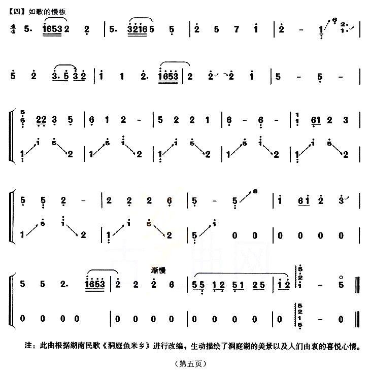 洞庭新歌简谱_洞庭新歌古筝曲谱简谱