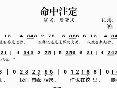 命中注定简谱_命中注定我爱你简谱(3)