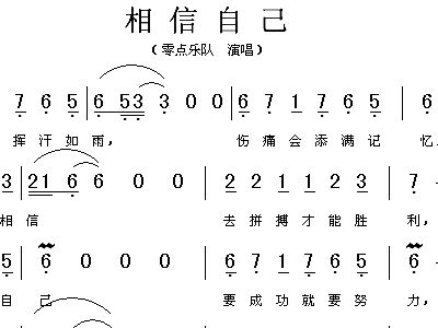 相信自己曲谱_相信自己图片