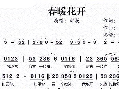 春暖花开简谱简谱那英_春暖花开的歌曲MV