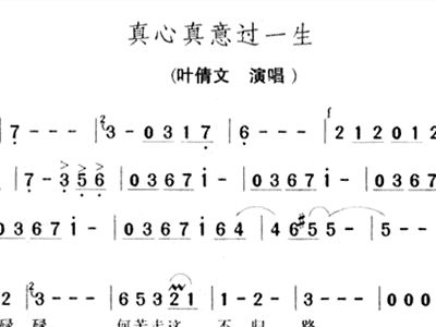 真心真意过一生简谱_真心真意过一生