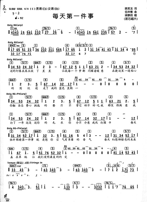 每天第一件事梁静茹歌谱简谱