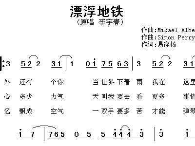 地下铁曲谱_地下铁奶茶(3)