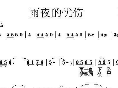 雨夜的忧伤 歌谱 简谱