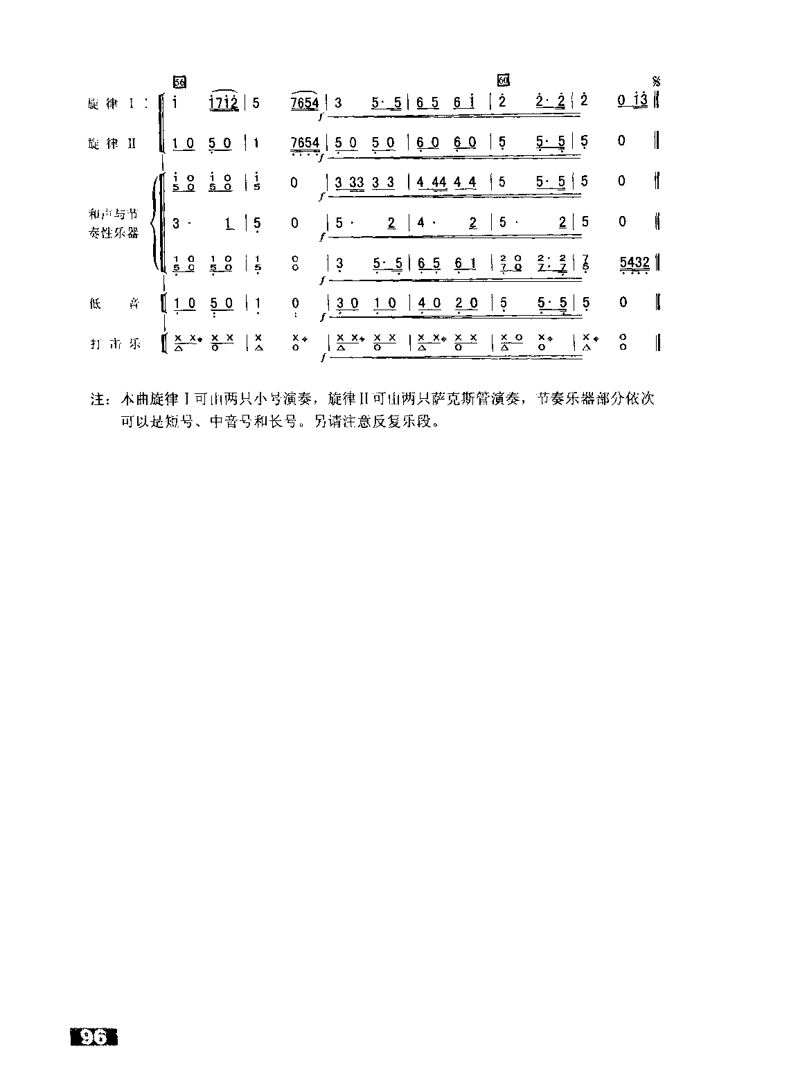 分列式进行曲 管乐合奏缩编 解放军军乐团 歌谱 简谱