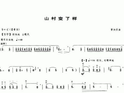 山村变了样曲谱_山村变了样二胡简谱