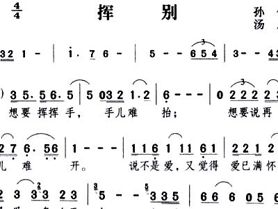挥别 邓丽君 歌谱 简谱