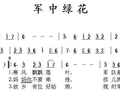 军中绿花笛子简谱_军中绿花