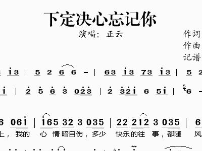 简谱下定决心忘记你_下定决心忘记你图片