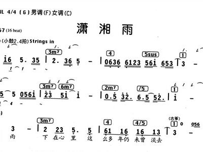 潇湘雨简谱_儿歌简谱