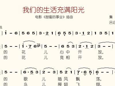我们的生活充满阳光主题曲谱_我们的生活充满阳光
