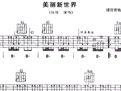 美丽新世界 伍佰 吉他谱 和弦谱