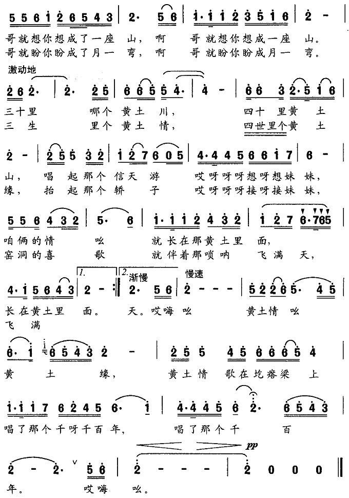 黄土情唢呐曲谱_唢呐黄土情简谱(2)
