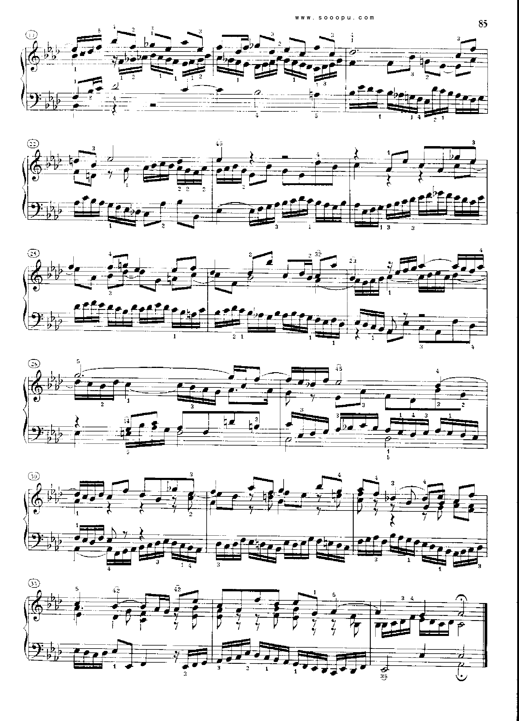 巴赫平均律曲集第一册第17首 巴赫 钢琴谱 简谱