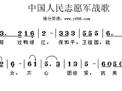 志愿军战歌简谱_中国人民志愿军战歌(2)