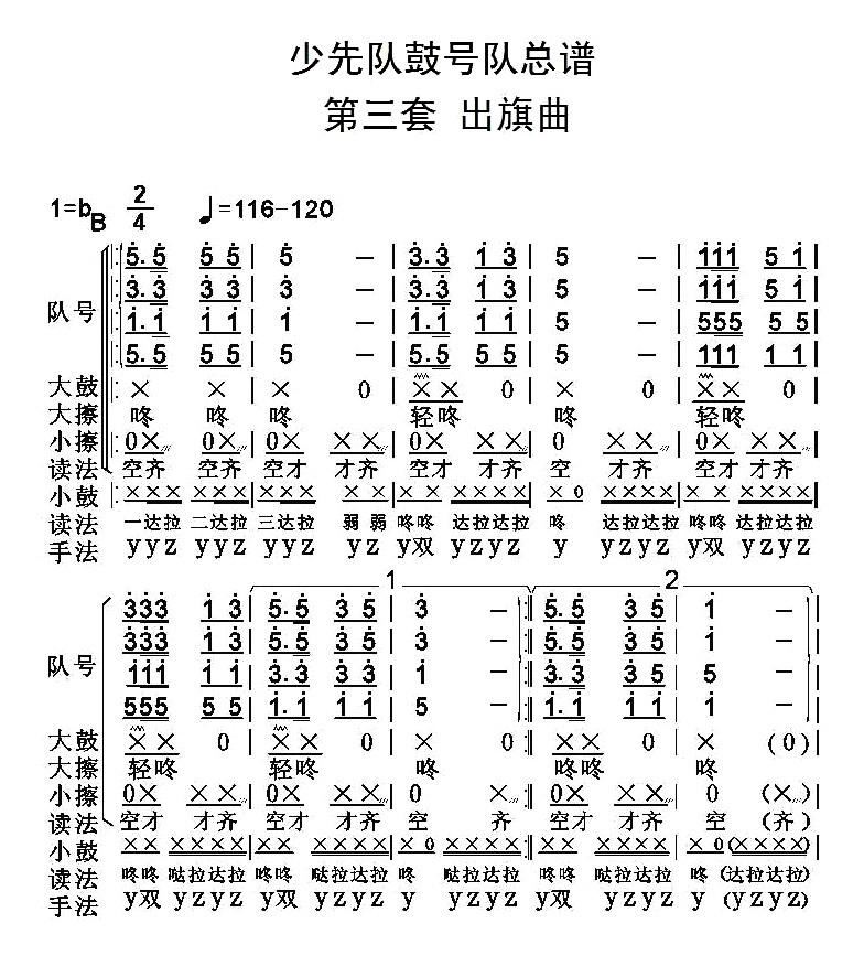 少先队出旗曲简谱_中国少年先锋队鼓号谱 1 出旗曲