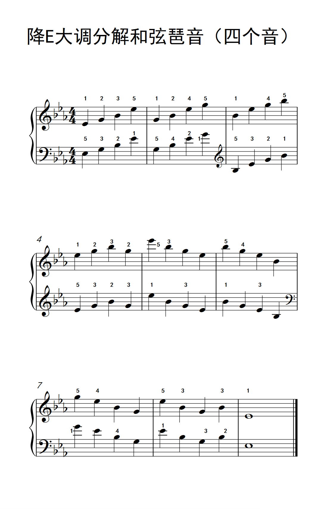 降E大调分解和弦琶音 四个音 孩子们的钢琴