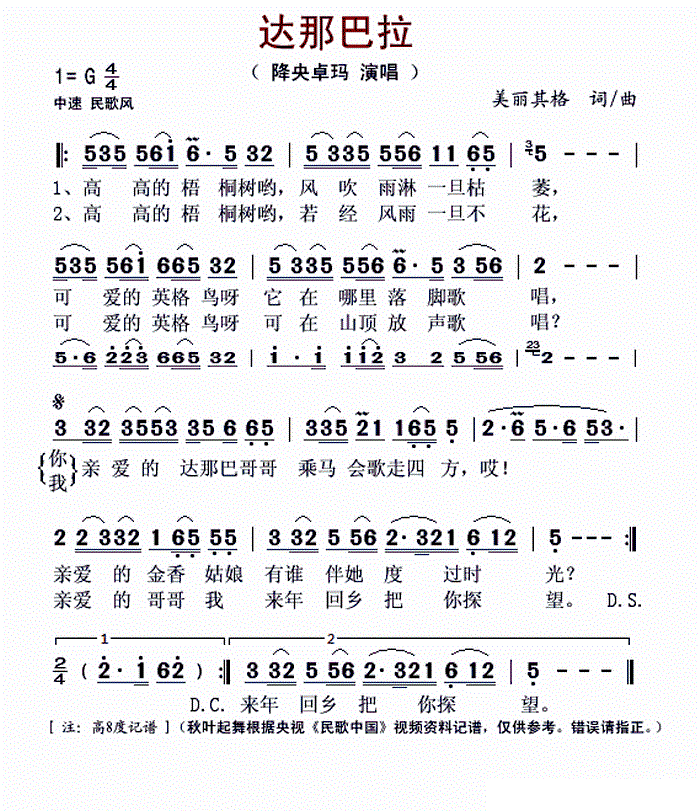 达那巴拉简谱_儿歌简谱