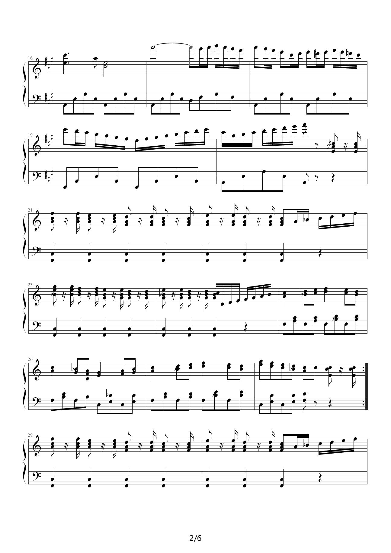 西班牙舞曲 a调 钢琴谱 五线谱