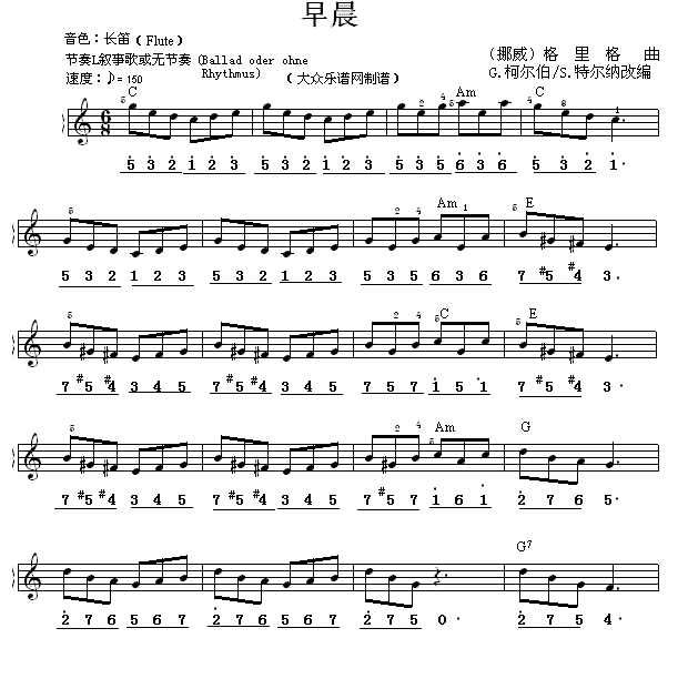 词曲:                             格里格