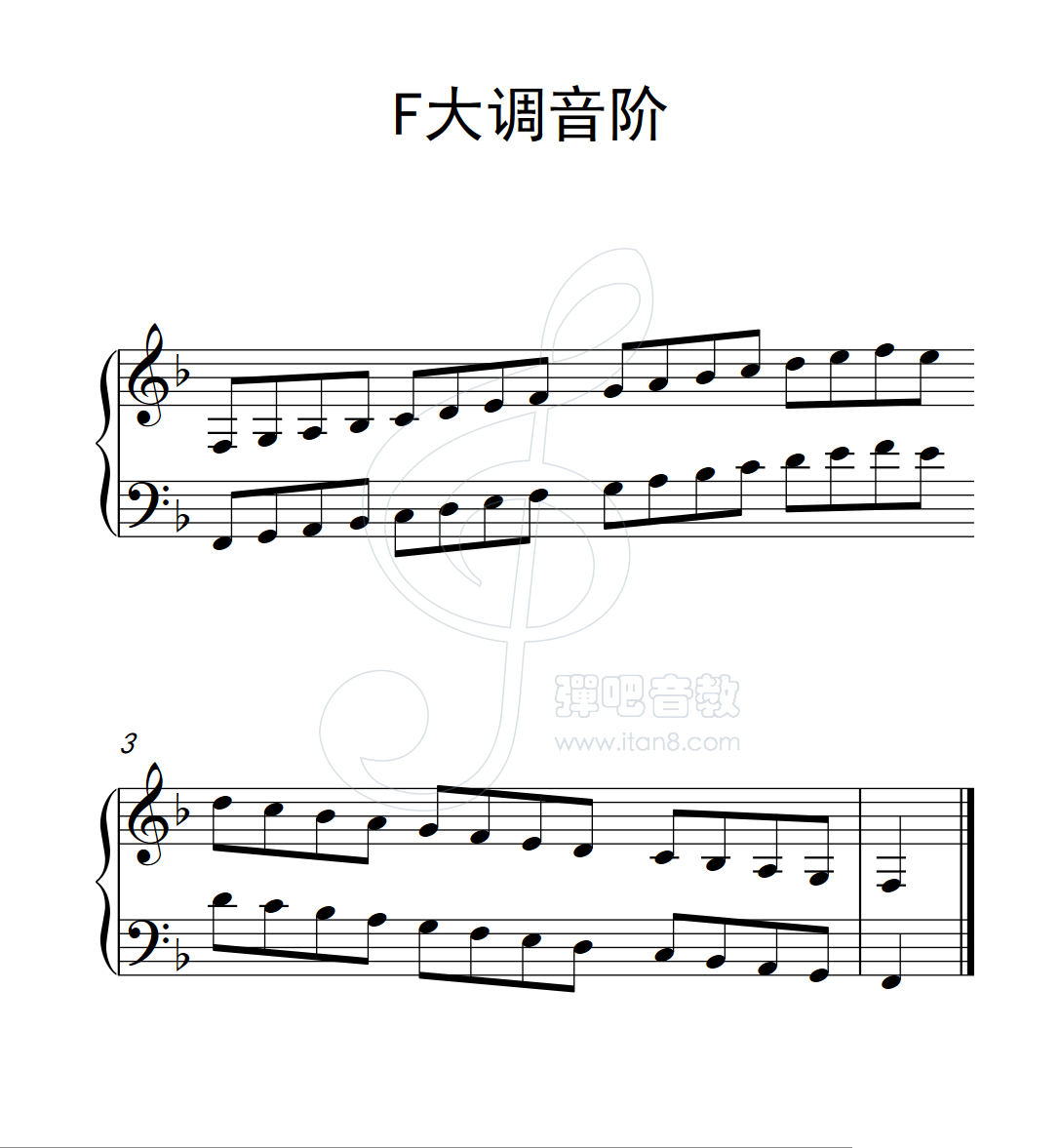 第一级F大调音阶中国音乐学院钢琴考级作品1 6级钢琴谱简谱