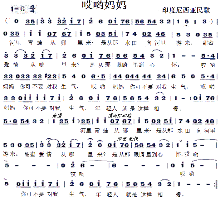 哎哟妈妈 印度尼西亚民歌