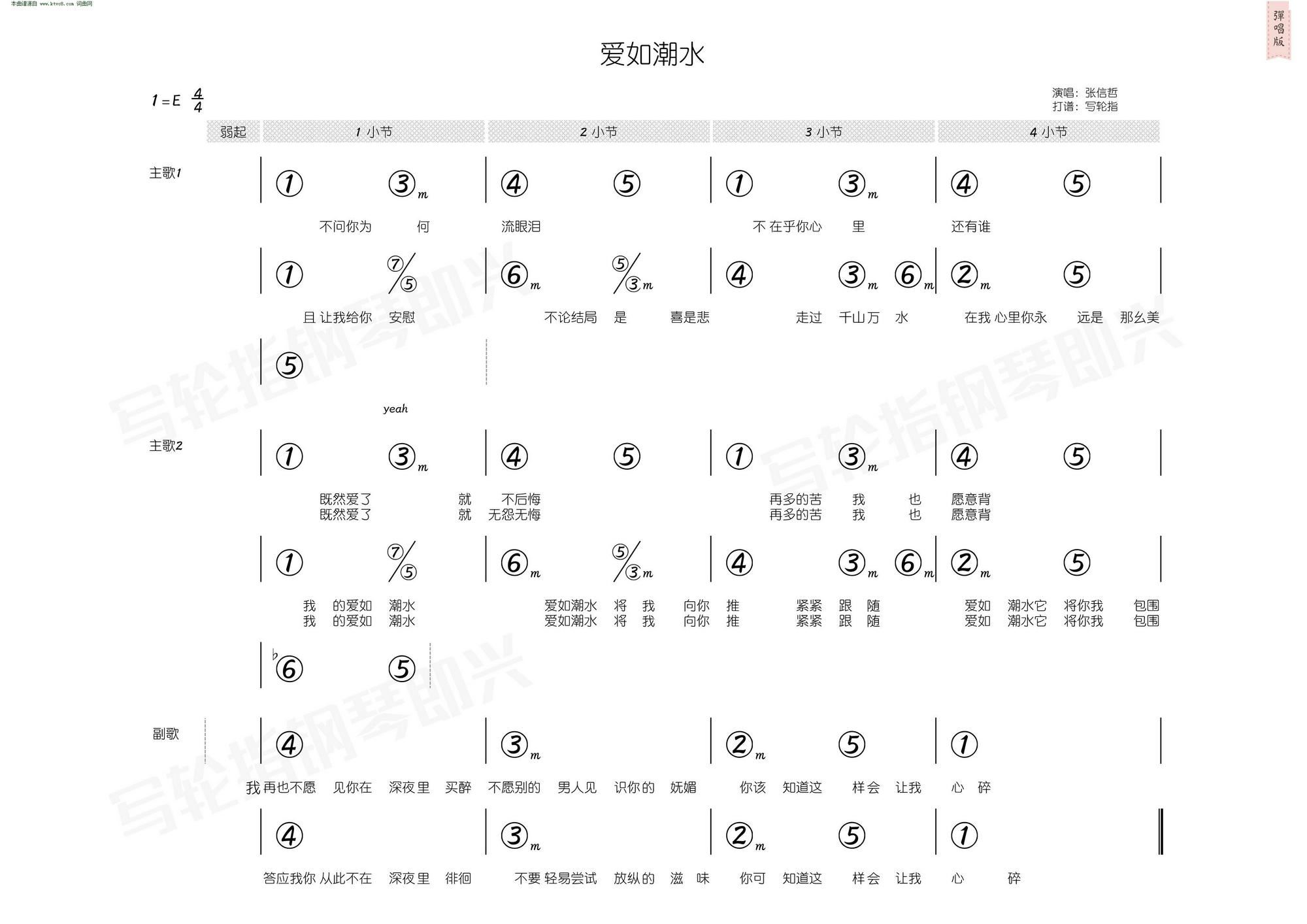 爱如潮水萨克斯简谱_爱如潮水简谱(2)